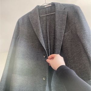 Boglioli Men’s Suit Jacket Wool Subtle Grey Herringbone